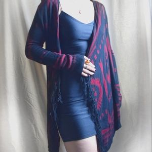 🖤5for30🖤 Waterfall Cardigan with Aztec Print and Fringe